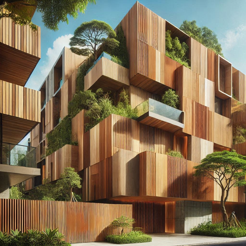 چوب  نمای مناسب ساختمان